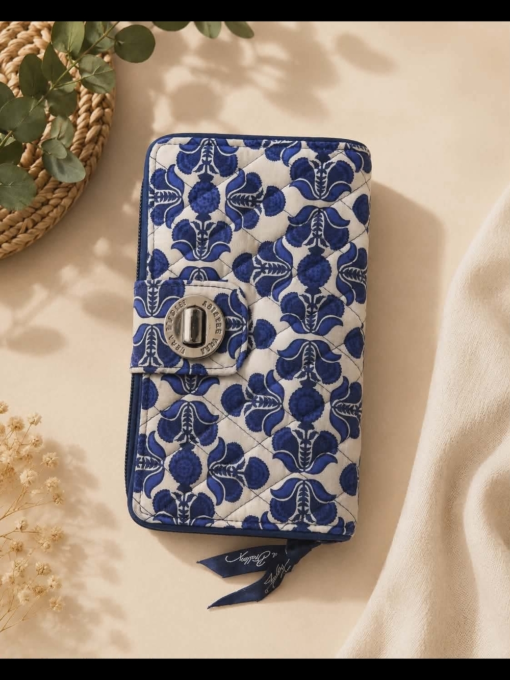 Vera Bradley Blue and White Quilted Turnlock Wallet